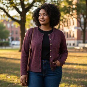 L.L. BEAN Women's EUC Button Down Cardigan Sweater | Size L